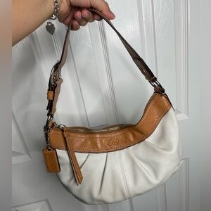 Coach Cream and Tan Leather Shoulder Bag